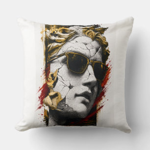 Cool standbeeld met zonnebril – Oude wijsheid mode Kussen