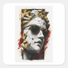 Cool standbeeld met zonnebril – Oude wijsheid mode Vierkante Sticker