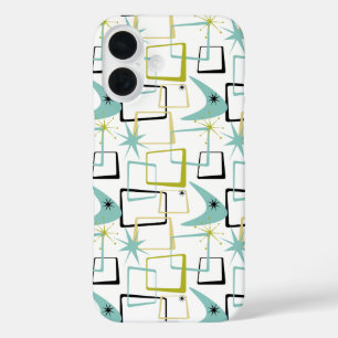 Cool Starburst Boomerang Squares Midden-eeuw iPhone 16 Hoesje