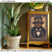 Cool Steampunk Afro-Amerikaans Man CM6 Decoupage Tissuepapier