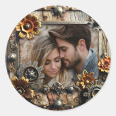 Cool Steampunk Gepersonaliseerde Foto Ronde Sticker (Voorkant)