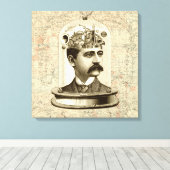 Cool Steampunk Hoofd kunst klokken brein in potje Canvas Afdruk (Insitu (Houten vloer))