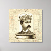 Cool Steampunk Hoofd kunst klokken brein in potje Canvas Afdruk (Voorkant)