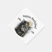 Cool Steampunk Kattennaam en Leeftijd Tekst Servet (Hoek)