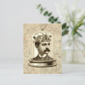 Cool Steampunk-klokkenbrein, hoofd-in-jar-kunst Briefkaart (Staand voorkant)