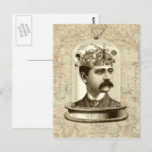 Cool Steampunk-klokkenbrein, hoofd-in-jar-kunst Briefkaart (Voorkant / Achterkant)
