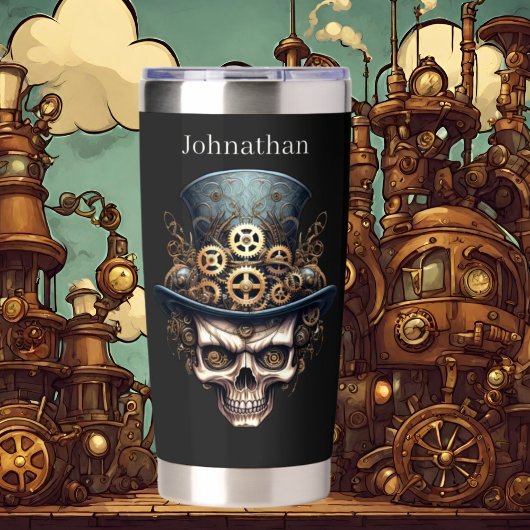 Cool steampunk liefhebbers naam toevoegen geïsoleerde drinkbeker