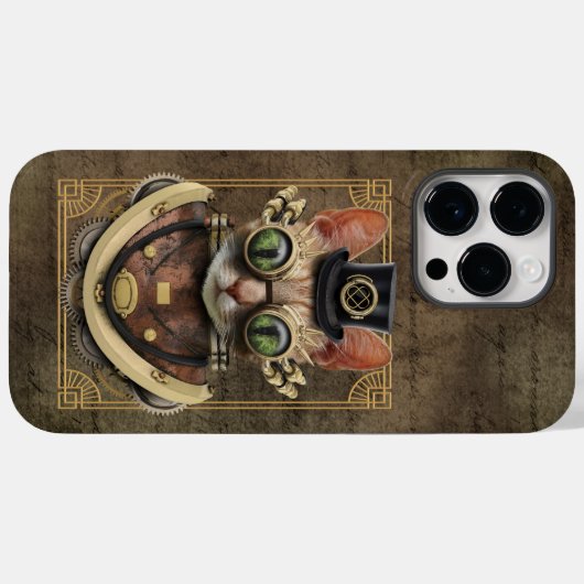 Cool Steampunk Oranje Tabby Cat Case-Mate iPhone Case (Achterkant (horizontaal))