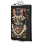 Cool Steampunk Oranje Tabby Cat met naam Heupfles (Links)