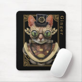 Cool Steampunk Oranje Tabby Cat met naam Muismat (Met muis)