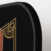 Cool Steampunk Oranje Tabby Cat met naam Pickleball Paddle (Links Detail)