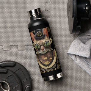 Cool Steampunk Oranje Tabby Cat met naam Waterfles