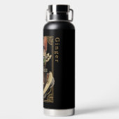 Cool Steampunk Oranje Tabby Cat met naam Waterfles (Achterkant)