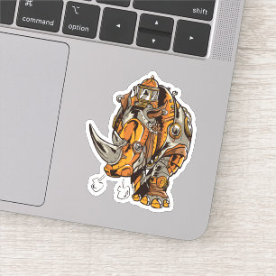 Cool Steampunk RHINO Metal Armor Vintage Sticker