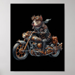 Cool Steampunk Tbull Biker Vintage Motorfiets Hond Poster