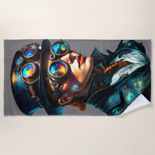 Cool Steampunk Vrouw Strandlaken (Voorkant)