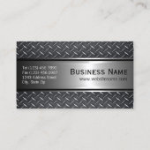 Cool Steel Grey Faux Metal Diamond Bord Patroon Visitekaartje (Achterkant)