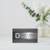 Cool Steel Grey Faux Metal Diamond Bord Patroon Visitekaartje (Staand voorkant)