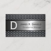 Cool Steel Grey Faux Metal Diamond Bord Patroon Visitekaartje (Voorkant)