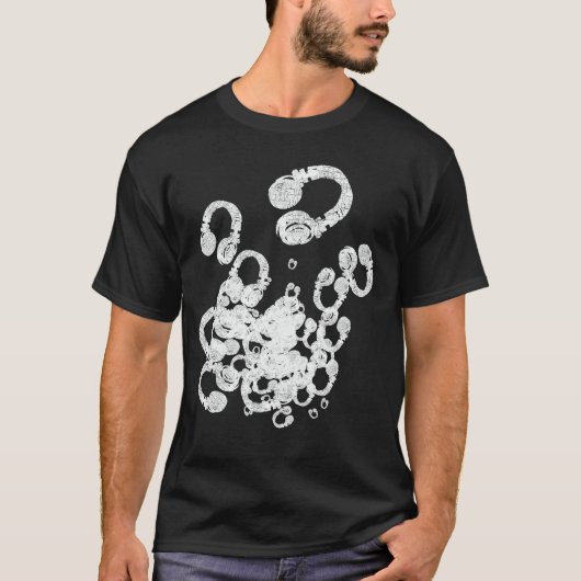cool stempel van witte DJs hoofdtelefoons T-shirt (Voorkant)
