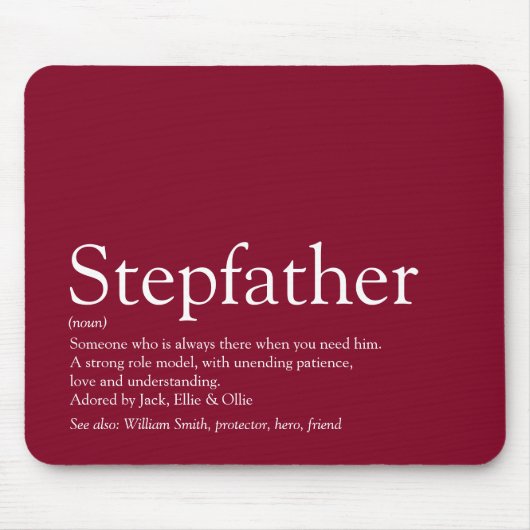 Cool Stepfather, Stepdad Definition Fun Burgundy Muismat (Voorkant)