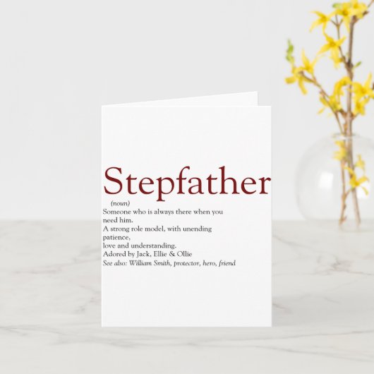 Cool Stepfather Stepdad Definition Fun Gray Kids  Kaart (Gele Bloem)