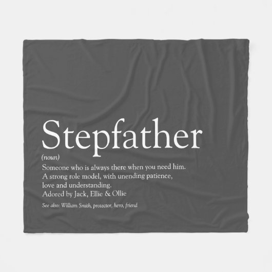 Cool Stepfather, Stepdad Definition Modern Grey Fleece Deken (Voorkant (Horizontaal))