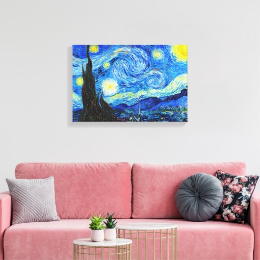 Cool Sterrennacht Vincent Van Gogh schilderij Canvas Afdruk (Insitu (Woonkamer))