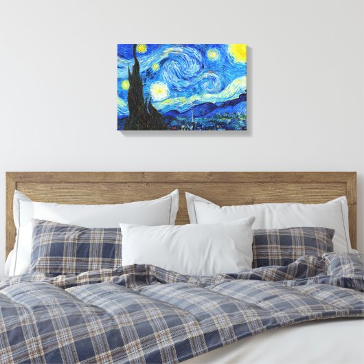 Cool Sterrennacht Vincent Van Gogh schilderij Canvas Afdruk (Insitu (Slaapkamer))
