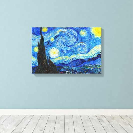 Cool Sterrennacht Vincent Van Gogh schilderij Canvas Afdruk (Insitu (Houten vloer))
