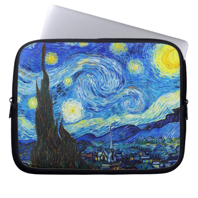 Cool Sterrennacht Vincent Van Gogh schilderij Laptop Sleeve (Voorkant)