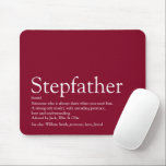 Cool stiefvader, stiefvader definitie Fun Bourgond Muismat<br><div class="desc">Personaliseer voor je speciale stiefvader of stiefvader om een uniek cadeau te maken voor Vaderdag, verjaardagen, Kerstmis of elke dag dat je wilt laten zien hoeveel hij voor je betekent. Een ideale manier om hem te laten zien hoe geweldig hij elke dag is. Ontworpen door Thisisnotme©</div>