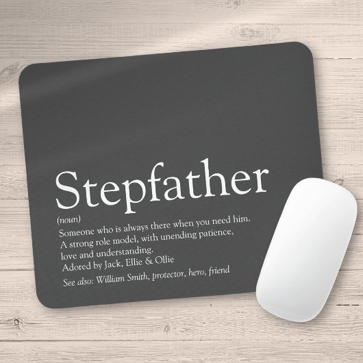 Cool stiefvader, stiefvader definitie Fun Gray Muismat