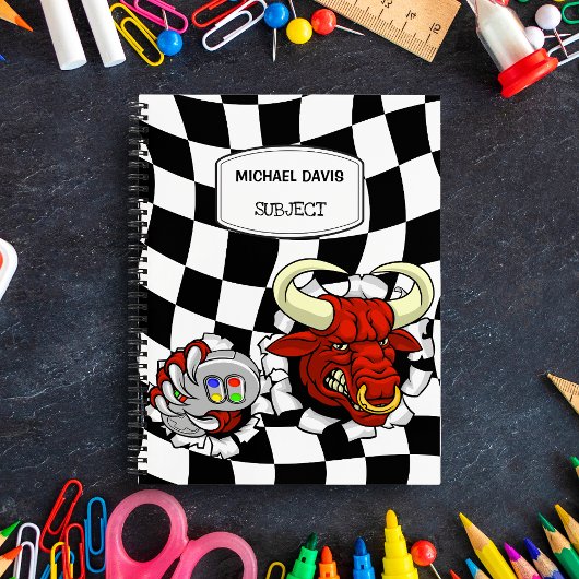 Cool Stier Minotaurus met Videogame Controller Notitieboek