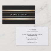 Cool Stijlvol Zwart en Goud Gestreept Modern Visitekaartje (Voorkant / Achterkant)