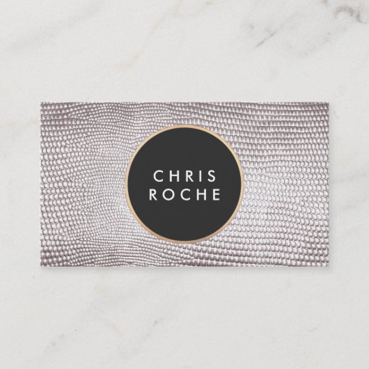 Cool Stijlvolle cirkel Embleem Zilveren Slangenhui Visitekaartje (Voorkant)