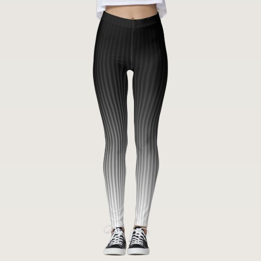 COOL Stijlvolle rendygradiënt zwart-witte strepen Leggings (Voorkant)