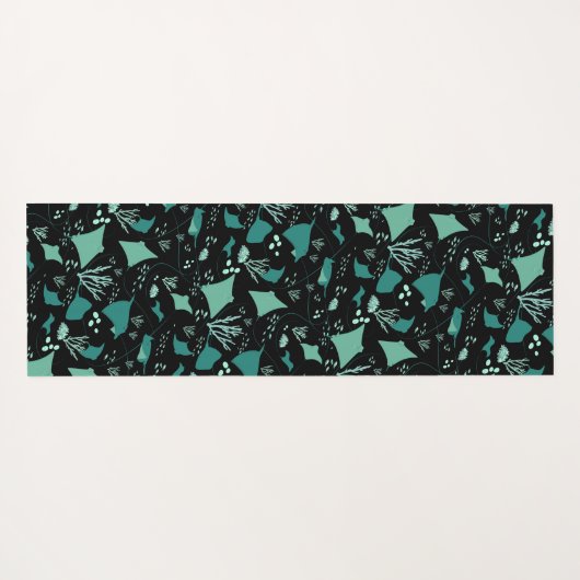 Cool Stingrays Blue Black Aquatic Pattern Yogamat (Achterkant (horizontaal))