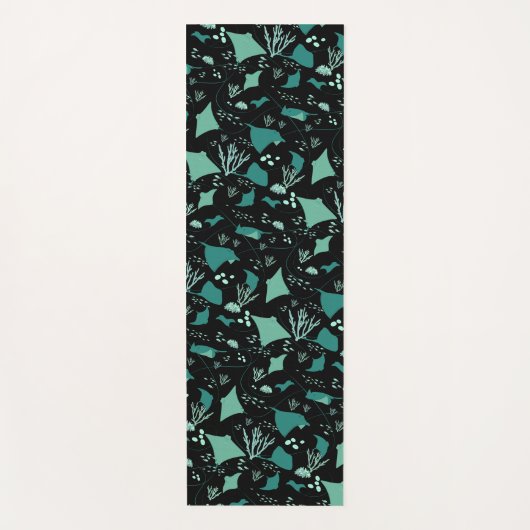Cool Stingrays Blue Black Aquatic Pattern Yogamat (Voorkant)