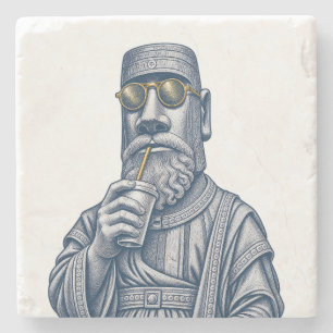 Cool Stone Man Vintage Kunst Stenen Onderzetter