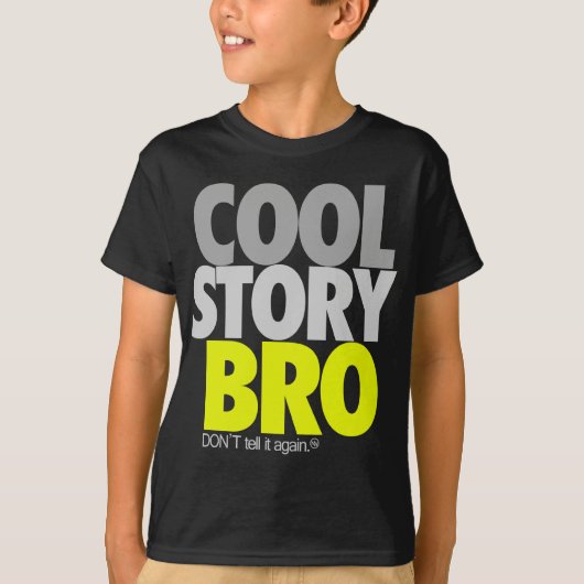 "Cool Story Bro" (Limoen) T-shirt (Voorkant)
