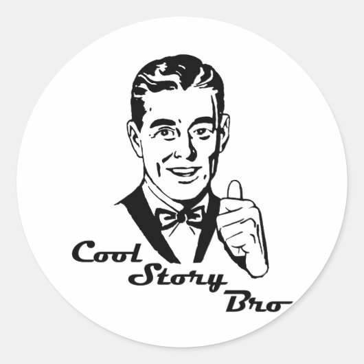 Cool Story Bro Retro Ronde Sticker (Voorkant)