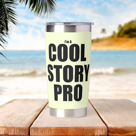 Cool Story Pro Grappige Auteur Slogan Geïsoleerde Drinkbeker (Strand)