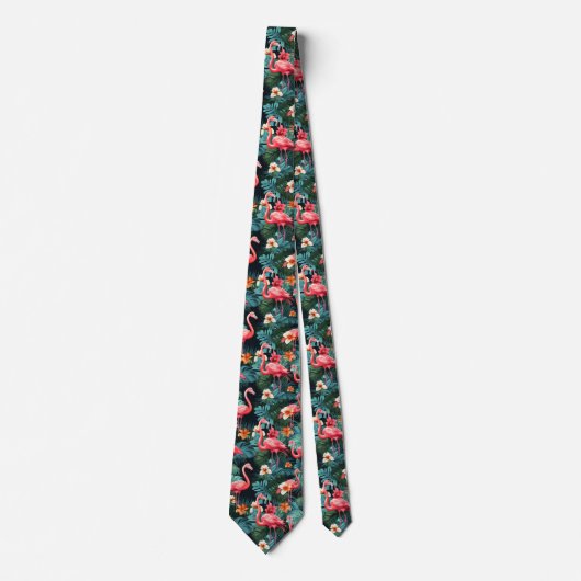 Cool strand roze flamingo betegeld stropdas (Voorkant)