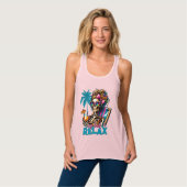 Cool strand skelet woord art zomer tanktop (Volledige Voorkant)