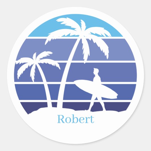 Cool strand surfen liefhebbers ronde sticker (Voorkant)