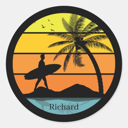 Cool strand surfen liefhebbers ronde sticker (Voorkant)