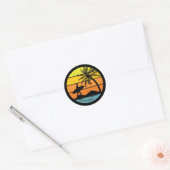 Cool strand surfen liefhebbers ronde sticker (Envelop)