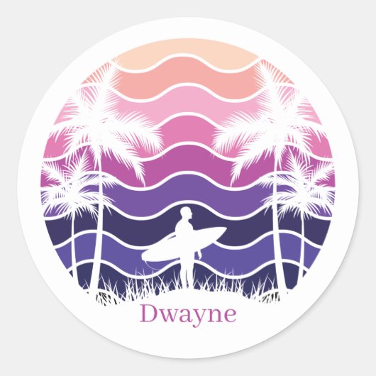 Cool strand surfen liefhebbers ronde sticker (Voorkant)