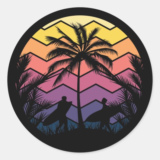 Cool strand surfen liefhebbers ronde sticker (Voorkant)